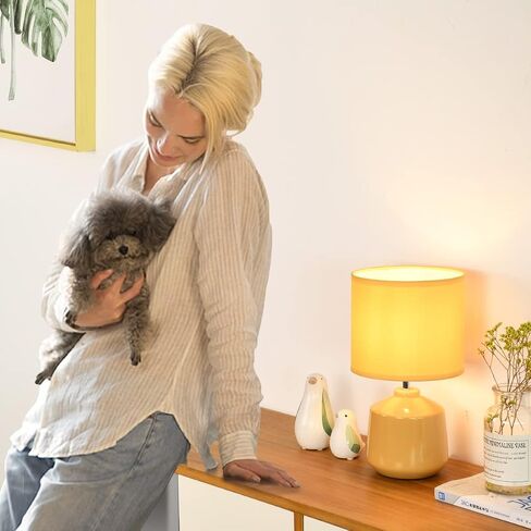 Lampwell Lena Modern Ceramic Bedside Table Lamp, Grey, 7.09H12.99IN, Bulb Excluded in Saudi Arabia