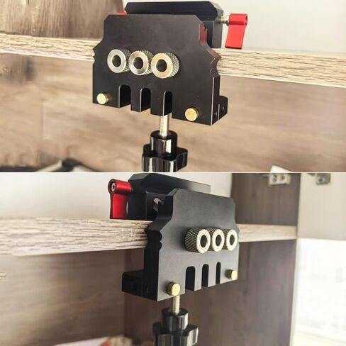Adjustable Self Centering Doweling Jig,3-in-1 Woodworking Dowel Jig,L/T Shaped Woodworking Creates Edge,6/10mm x 3 Drill Guide Bushings,6/8/10mm Drill Bits and Stop Collars in Kuwait