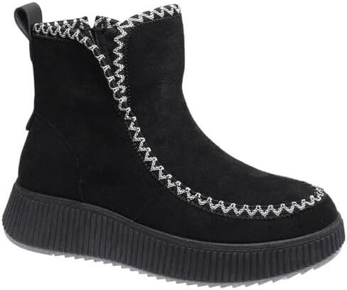Pierre Dumas Footwear Women’s Sandi-1 Faux Suede Bootie, Woven Stitch, Fur Lined Interior with Cushioned Insoles and 1.5-Inch Platform in Saudi Arabia