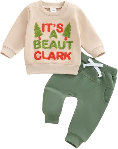 Oddler Boy Christmas Outfits It's A Beaut Clark Sweatshirt Jogger Pants Sets Cute Infant Fall Winter Xmas Clothes in Saudi Arabia