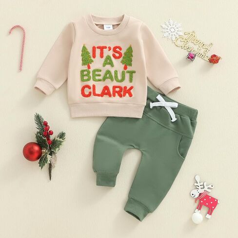 Oddler Boy Christmas Outfits It's A Beaut Clark Sweatshirt Jogger Pants Sets Cute Infant Fall Winter Xmas Clothes in Saudi Arabia