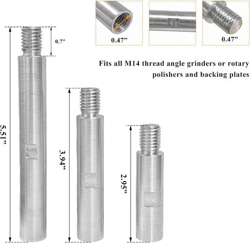 3PCS Rotary Extension Shaft Set, 3in/3.9in/5.5in Angle Grinder Extension Connecting Rod, M14 Thread Backing Plate Extender Shaft Adapter for Rotary Polisher Car Polishing in Saudi Arabia