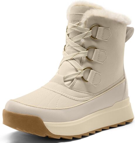 Vilanva Winter Snow Boots for Women Faux Fur Collar Ankle Booties Warm Microfleece Lining with Anti-Slip Rubber Sole Walking Outdoor in Kuwait