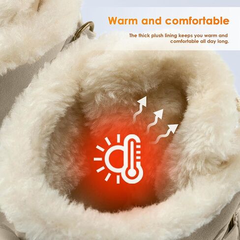 Vilanva Winter Snow Boots for Women Faux Fur Collar Ankle Booties Warm Microfleece Lining with Anti-Slip Rubber Sole Walking Outdoor in Kuwait