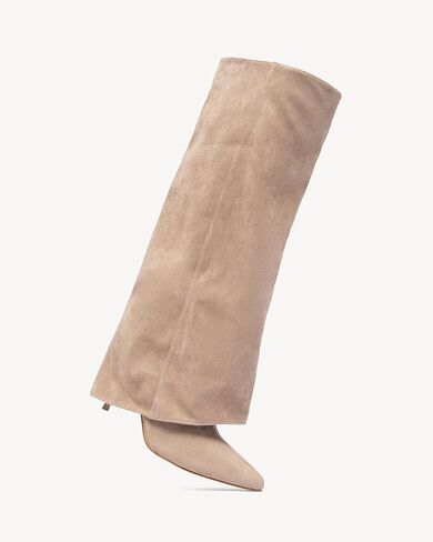 NEWBELLA Women's Suede Knee High Boots - Slip-On Trouser Boots Stiletto Heel, Casual Versatile Tall Boots for Fall & Winter Fashion in Saudi Arabia