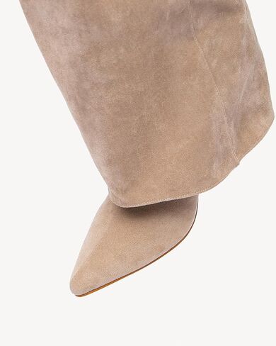 NEWBELLA Women's Suede Knee High Boots - Slip-On Trouser Boots Stiletto Heel, Casual Versatile Tall Boots for Fall & Winter Fashion in Saudi Arabia