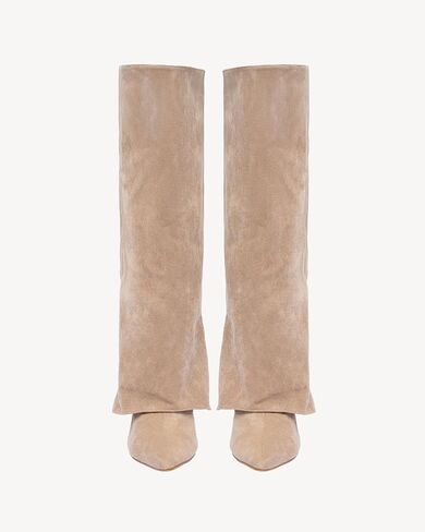 NEWBELLA Women's Suede Knee High Boots - Slip-On Trouser Boots Stiletto Heel, Casual Versatile Tall Boots for Fall & Winter Fashion in Saudi Arabia