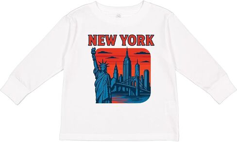 inktastic New York City Skyline with Statue of Toddler Long Sleeve T-Shirt in Saudi Arabia