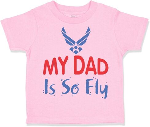تي شيرت للأطفال الصغار Dad My Daddy is So Fly Air Force Dad الأب مصنوع من القطن أفضل ملابس للأب والأولاد والبنات، تي شيرت مضحك للعائلة، تصميم وردي ناعم فقط 4T in Kuwait