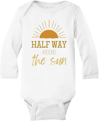 Half Way Around The Sun Half Birthday Baby Bodysuit, Newborn Outfit, Baby Clothes, Gift for Children in Saudi Arabia