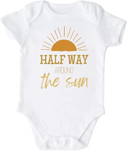 Half Way Around The Sun Half Birthday Baby Bodysuit, Newborn Outfit, Baby Clothes, Gift for Children in Saudi Arabia
