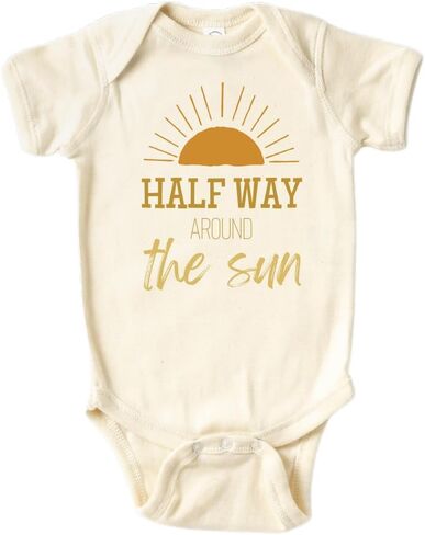 Half Way Around The Sun Half Birthday Baby Bodysuit, Newborn Outfit, Baby Clothes, Gift for Children in Saudi Arabia