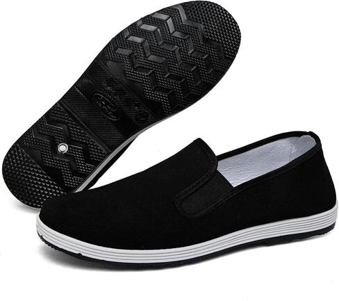Unisex Traditional Tai Chi Shoes, Old Beijing Kung Fu Martial Arts Cloth Loafers, Lightweight Canvas Slip-On Indoor Outdoor Footwear (All Black 37) in Kuwait