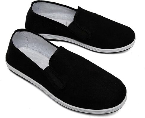 Unisex Traditional Tai Chi Shoes, Old Beijing Kung Fu Martial Arts Cloth Loafers, Lightweight Canvas Slip-On Indoor Outdoor Footwear (All Black 37) in Kuwait