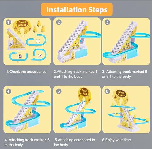 Small Duck Climbing Stairs Toy,Electric Duck Roller Coaster Toy Set with LED Flashing Lights & Music Track Slide Birthday Gift for Kids,Age 3（9Pcs Ducks） in Kuwait