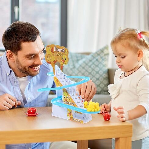 Small Duck Climbing Stairs Toy,Electric Duck Roller Coaster Toy Set with LED Flashing Lights & Music Track Slide Birthday Gift for Kids,Age 3（9Pcs Ducks） in Kuwait