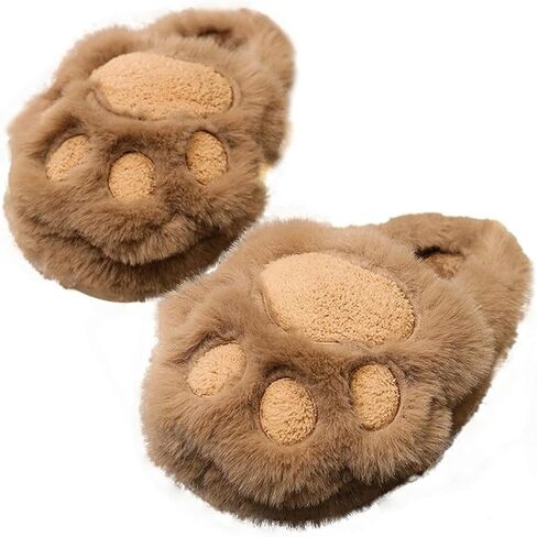 Cat Paw Slippers for Women Men Cute Animal House Fuzzy Winter Cotton Shoes Indoor Outdoor Warm Non-slip Soft in Saudi Arabia