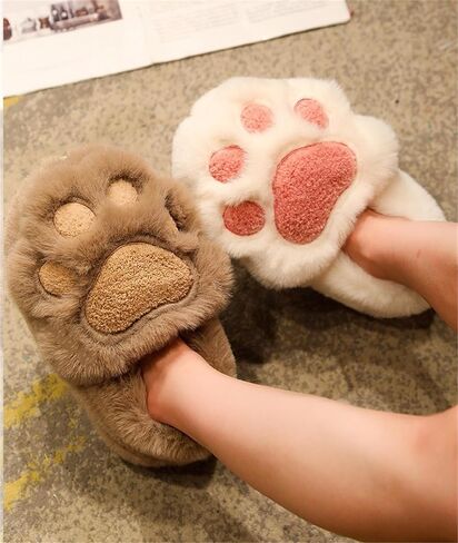 Cat Paw Slippers for Women Men Cute Animal House Fuzzy Winter Cotton Shoes Indoor Outdoor Warm Non-slip Soft in Saudi Arabia