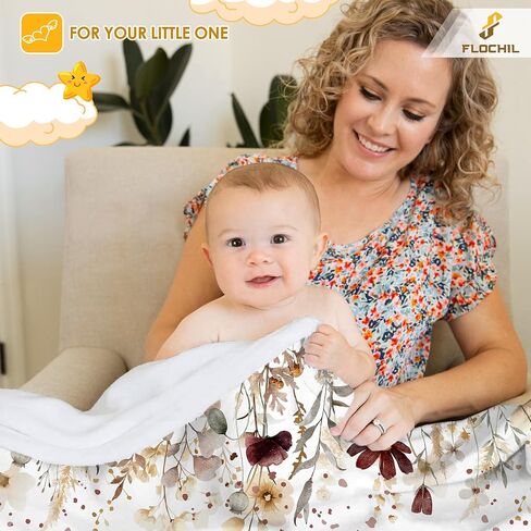 FLOCHIL Personalized Baby Blanket for Girls, Custom Baby Blanket with Name, Customized Baby Products, Gift for Baby, Newborn, Baby Shower (Floral 2) in Saudi Arabia