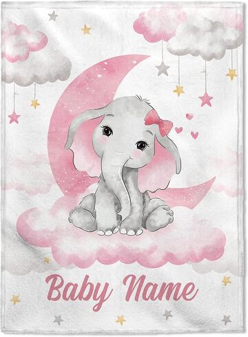 FLOCHIL Personalized Baby Blanket for Girls, Custom Baby Blanket with Name, Customized Baby Products, Gift for Baby, Newborn, Baby Shower (Floral 2) in Saudi Arabia