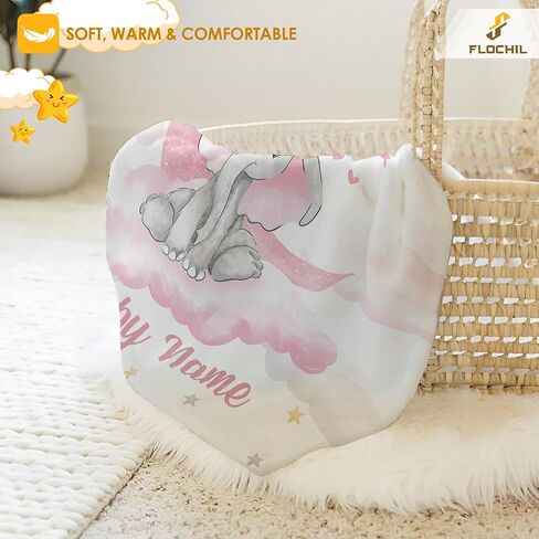 FLOCHIL Personalized Baby Blanket for Girls, Custom Baby Blanket with Name, Customized Baby Products, Gift for Baby, Newborn, Baby Shower (Floral 2) in Saudi Arabia