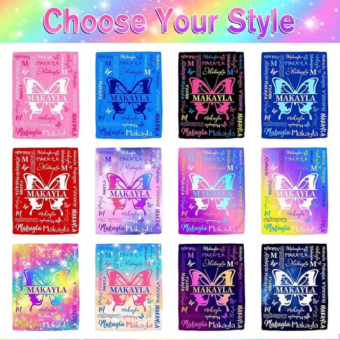 Ships Next Day, Personalized Blankets and Throws Letter Butterfly Rainbow Pattern Custom Blanket with Name Customized Flannel Blanket for Kids Christmas Blanket Gifts for Teen Girls Boys in Saudi Arabia