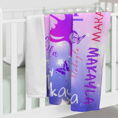 Ships Next Day, Personalized Blankets and Throws Letter Butterfly Rainbow Pattern Custom Blanket with Name Customized Flannel Blanket for Kids Christmas Blanket Gifts for Teen Girls Boys in Saudi Arabia