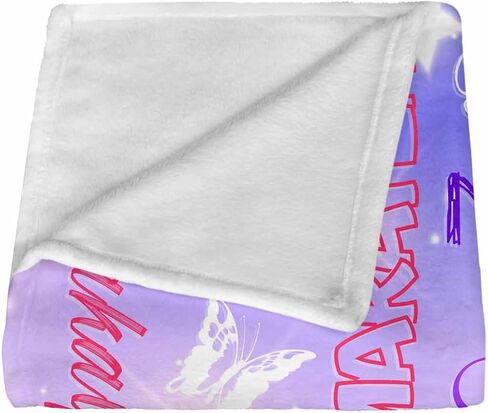 Ships Next Day, Personalized Blankets and Throws Letter Butterfly Rainbow Pattern Custom Blanket with Name Customized Flannel Blanket for Kids Christmas Blanket Gifts for Teen Girls Boys in Saudi Arabia