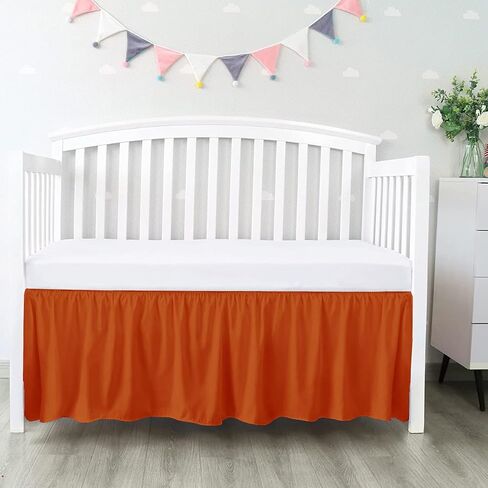 100% Egyptian Cotton, Nursery Crib Toddler (28" x 52" + 14") 800 Thread Count Crib Skirt Dust Ruffle, Bedding Skirts for Baby Boys or Girls, 14" Drop, Sage Solid in Saudi Arabia