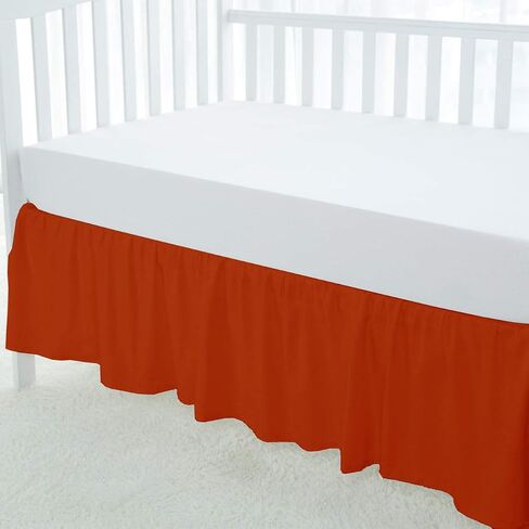 100% Egyptian Cotton, Nursery Crib Toddler (28" x 52" + 14") 800 Thread Count Crib Skirt Dust Ruffle, Bedding Skirts for Baby Boys or Girls, 14" Drop, Sage Solid in Saudi Arabia