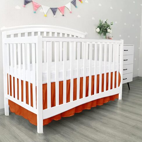 100% Egyptian Cotton, Nursery Crib Toddler (28" x 52" + 14") 800 Thread Count Crib Skirt Dust Ruffle, Bedding Skirts for Baby Boys or Girls, 14" Drop, Sage Solid in Saudi Arabia
