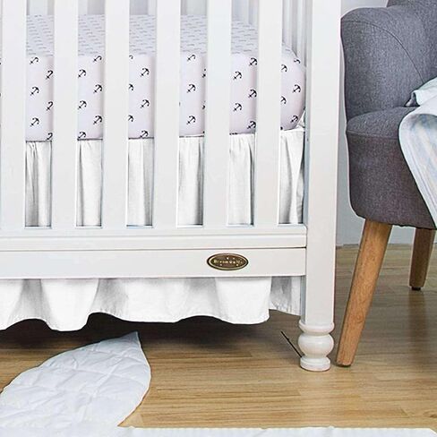100% Egyptian Cotton, Nursery Crib Toddler (28" x 52" + 14") 800 Thread Count Crib Skirt Dust Ruffle, Bedding Skirts for Baby Boys or Girls, 14" Drop, Sage Solid in Saudi Arabia