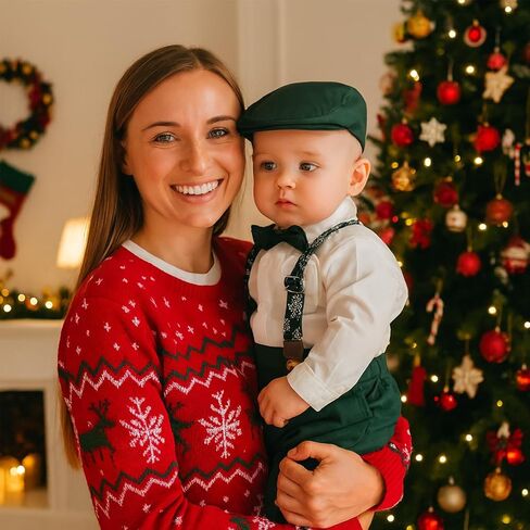 Baby Boys Suits Infant Gentleman Outfit 4-Piece Boy Suit Set White Bodysuit+Suspender Pant+Bow Tie+Cap in Saudi Arabia