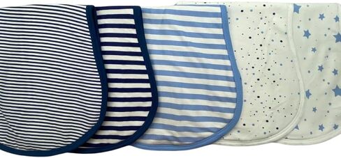 Tom Tom's Kids + Baby Organic Burp Cloths - Pack of 5 - Navy and French Blue in Saudi Arabia