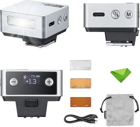فلاش Godox iT20 C iT20-C TTL لكاميرا Canon، 700 فلاش طاقة كاملة، وقت إعادة التدوير 1.5 ثانية، بطارية ليثيوم مدمجة، ضوء فلاش صغير مع مرشحات ألوان (فضي) in Saudi Arabia