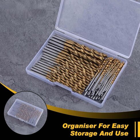 60Pcs Mini Titanium Twist Drill Bit Set 1mm-3.5mm 135 Degree Tip HSS Bits Metric High Speed Steel Set Micro Drill Bits in Saudi Arabia