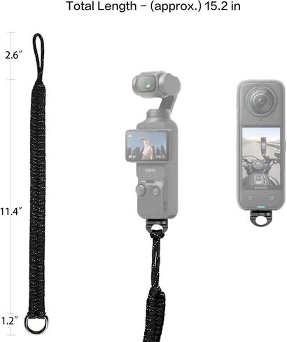 حزام معصم الكاميرا مع برغي 1/4 بوصة - 20، حبل باراكورد مضفر قابل للتعديل لعصا سيلفي Insta360، GoPro، DSLR in Kuwait