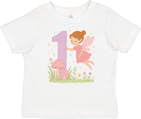 inktastic 1st Birthday Fairy with Mushrooms and Flowers Baby T-Shirt in Saudi Arabia