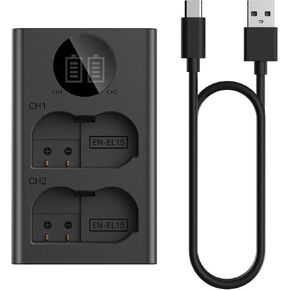 MH25 Dual Cameras Battery Charger for EN-EL15 EN-EL15a EN-EL15b EN-EL15c for Nikon D500 D600 D610 D750 D780 D800 D800E D810 D810A D850 D7000 D7100 D7200 D7500 Coolpix Z1 Z5 Z6 Z6 II Z6 III Z7 Z7 II in Saudi Arabia