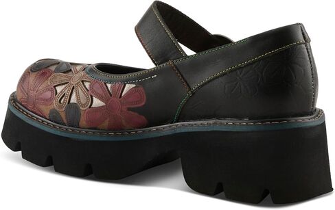 L'Artiste BUSYBEE Hand-Painted Mary Jane – Floral Leather Platform with Chunky Lug Sole in Saudi Arabia