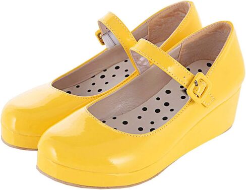Parisuit Womens Mary Jane Wedge Platform Shoes Ankle Strap Pumps | Round Toe, Patent Leather, Sweet Lolita Shoes in Saudi Arabia