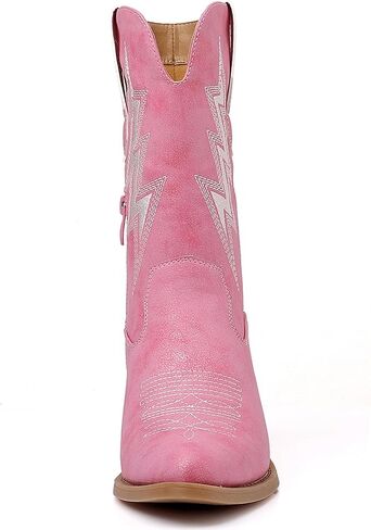 GLOBALWIN Women's Cowgirl Boots Mid Calf Western Cowboy Boots For Women Comfortable Low Heel With Zipper in Saudi Arabia