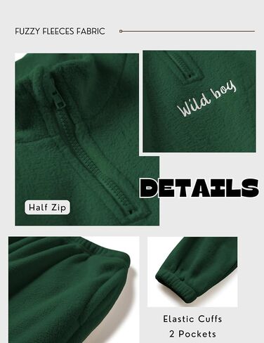 Arshiner Toddler Boys Letter Embroidery Half Zip Sweatshirt & Pants Set Fuzzy Fleece Fall Winter Outfits 2~6 Years in Saudi Arabia
