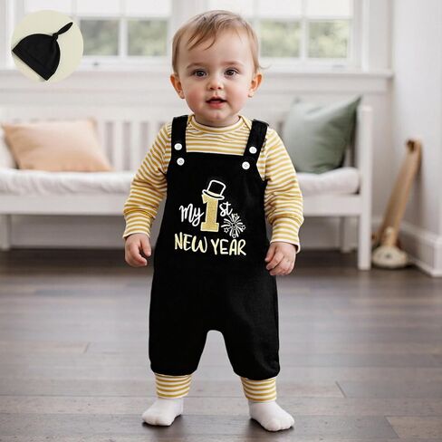 Gueuusu My First Valentines Baby Boy Outfit Newborn Striped Long Sleeve Romper Top Embroidery Suspender Pants with Hat Set in Saudi Arabia