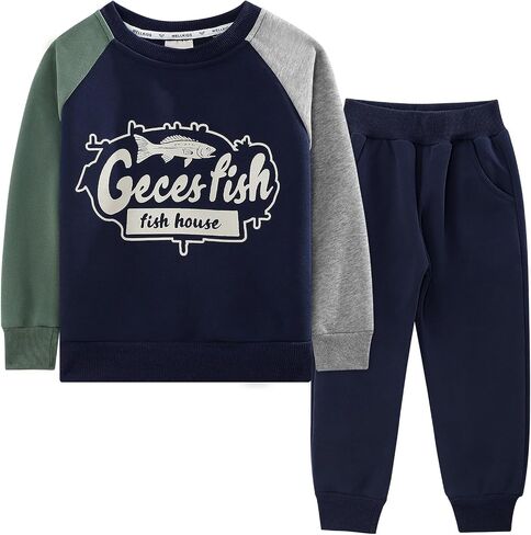 Toddler Boys Clothes Sets 2Pcs Cute Print Long Sleeve Sweatsuits Tops and Pants Outfits for Fall Winter in Saudi Arabia