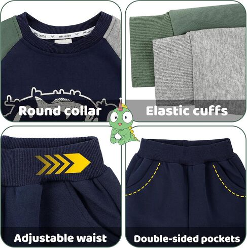 Toddler Boys Clothes Sets 2Pcs Cute Print Long Sleeve Sweatsuits Tops and Pants Outfits for Fall Winter in Saudi Arabia