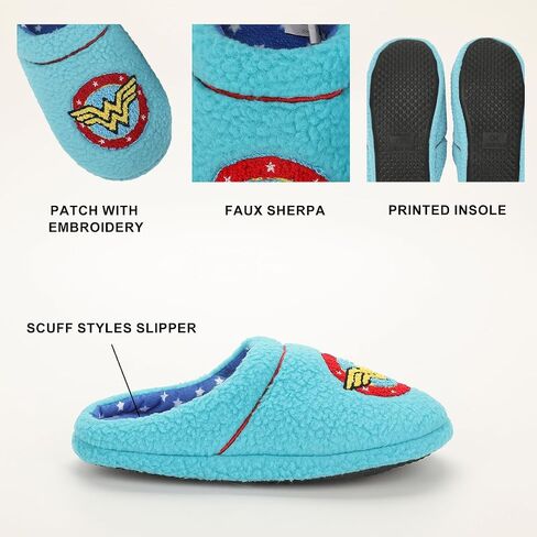 Bioworld Wonder Woman Wonderwoman Logo Women's Blue Scuff Slippers in Saudi Arabia