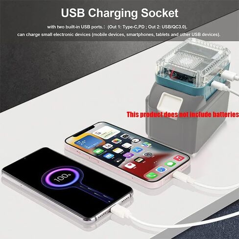 شاحن بطارية الطاقة، شحن سريع 28 فولت 5 أمبير بحد أقصى، واجهة مزدوجة USB وشحن ثنائي الاتجاه من النوع C، متوافق مع ديوالت، محول البطارية المستخدم لشحن البطاريات، الهواتف المحمولة MK in Kuwait