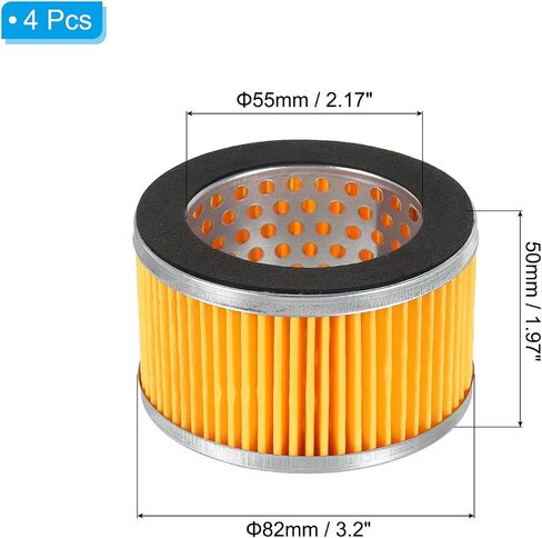 PATIKIL 2.6 x 1.6 Inch Air Compressor Intake Paper Filter 4 Pack Piston Type Air Filter Elements Replacement for Blowers Generators Filter Particles to Reduce Noise, Yellow in Saudi Arabia