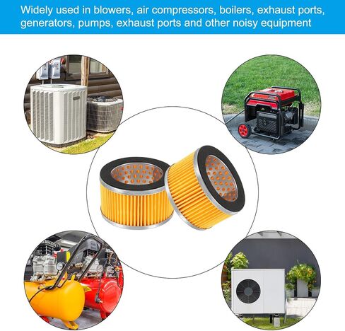 PATIKIL 2.6 x 1.6 Inch Air Compressor Intake Paper Filter 4 Pack Piston Type Air Filter Elements Replacement for Blowers Generators Filter Particles to Reduce Noise, Yellow in Saudi Arabia